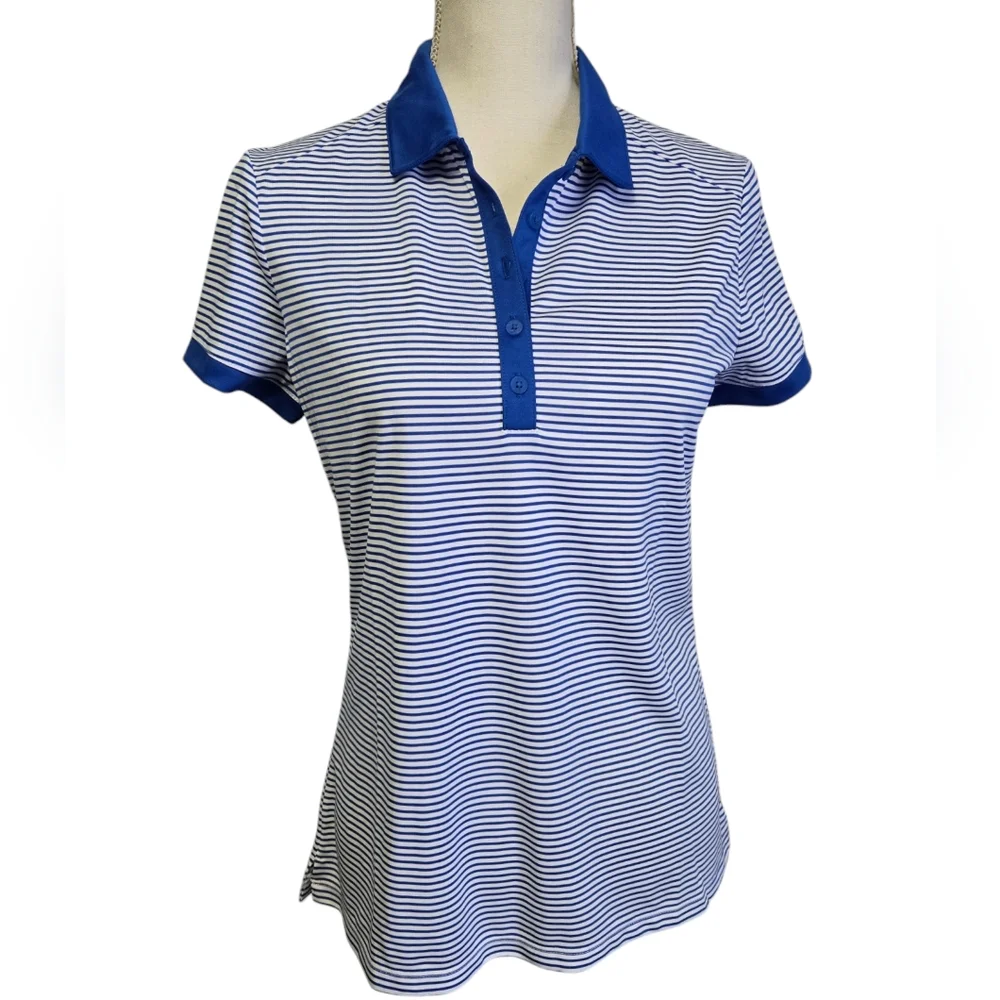 Blue Striped Nike Dri-Fit Golf Polo Shirt, NWT